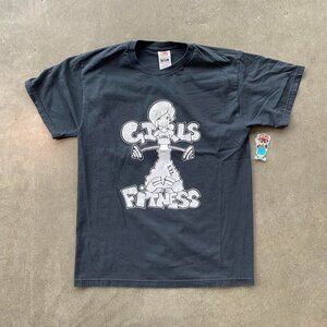 Vintage Y2K 2000s Fruit Of The Loom Best Girls Fitness Black Graphic Tee Shirt M